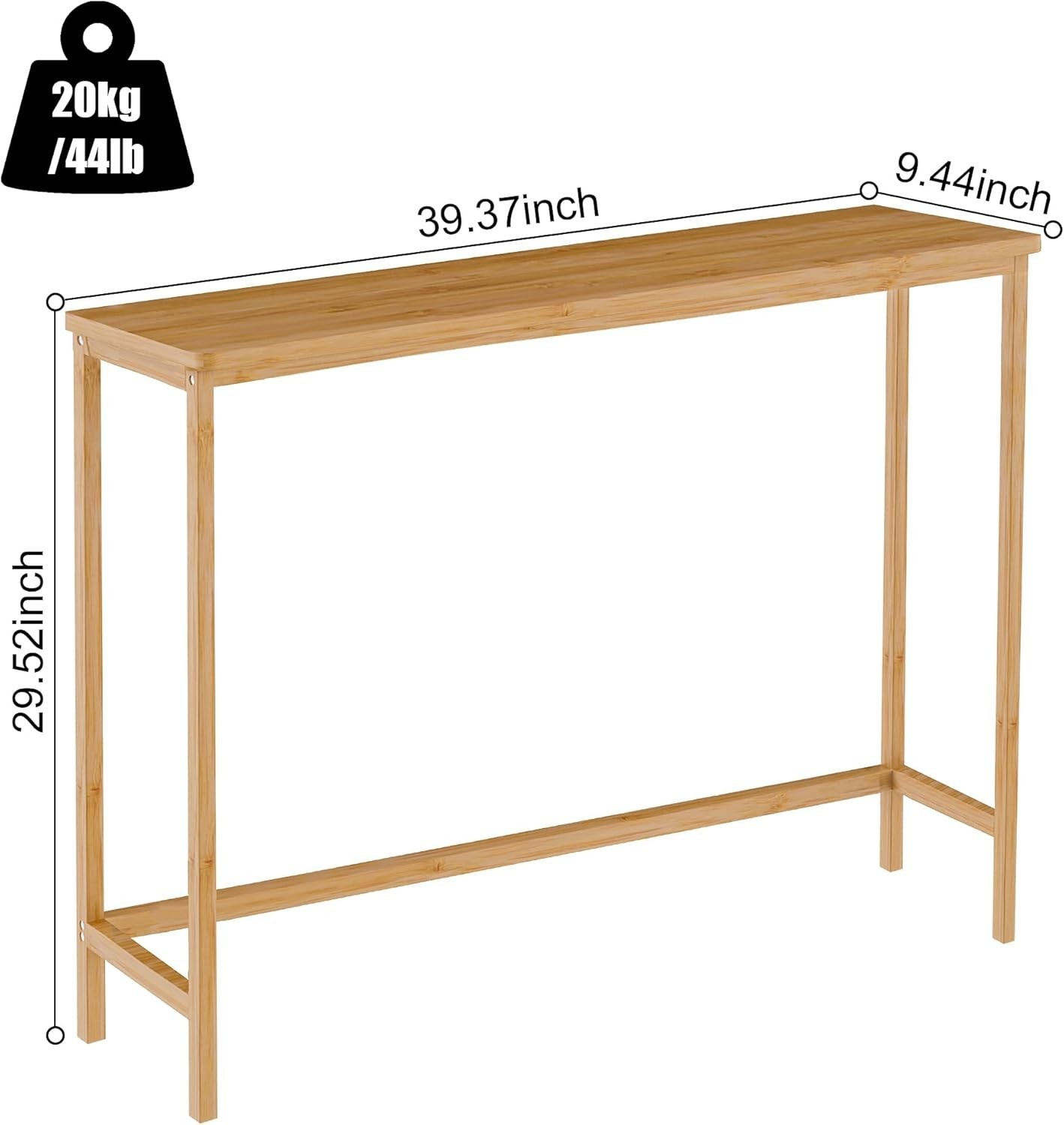 Bamboo Console Table Entryway Narrow Sofa Table Hallway Living Room Natural