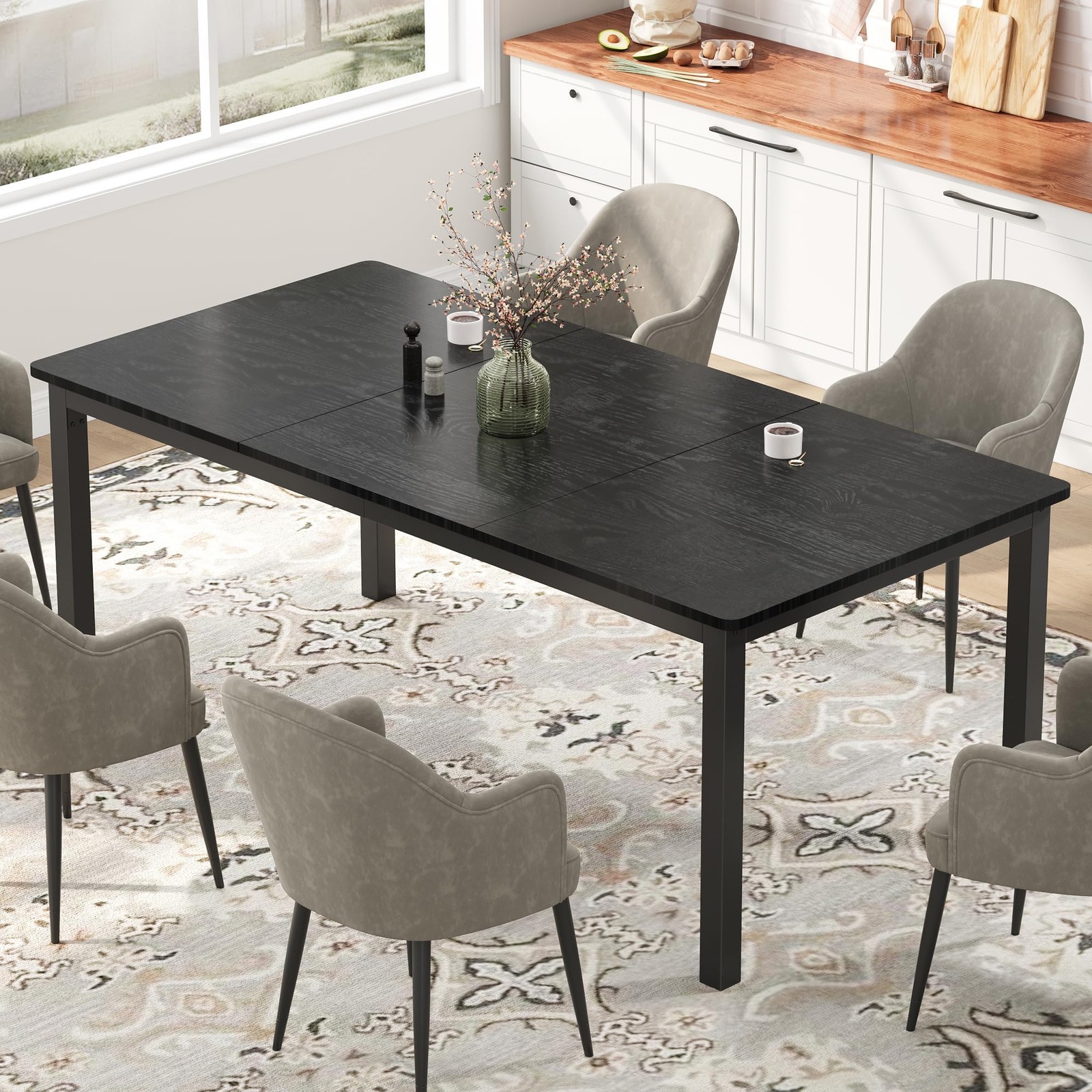 78.7″ Long Rectangle Dining Table for 6-8 People, Industrial Wood Dinner Table