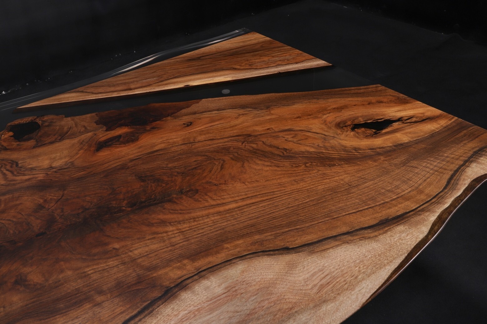 Live Edge Dining Table Top, Clear Epoxy Resin River Tabletop Walnut Wood 90.5×40