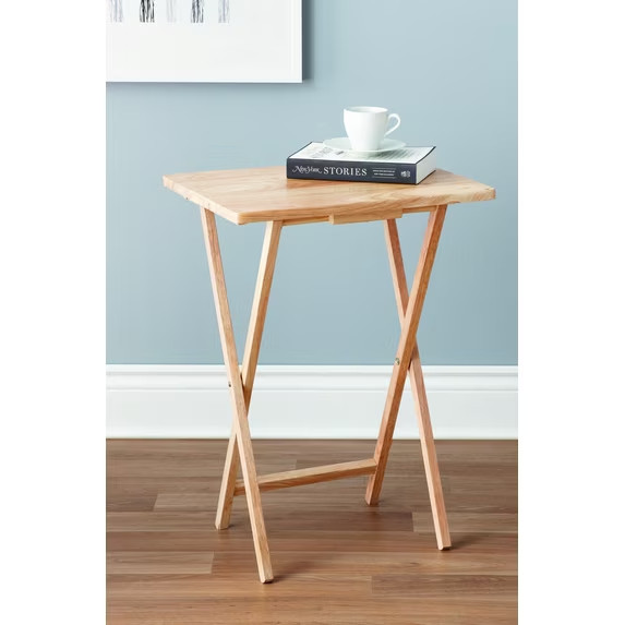 Mainstays Folding Tv Tray Table Dinner Portable Desk Natural 19 X 15 X 26 In