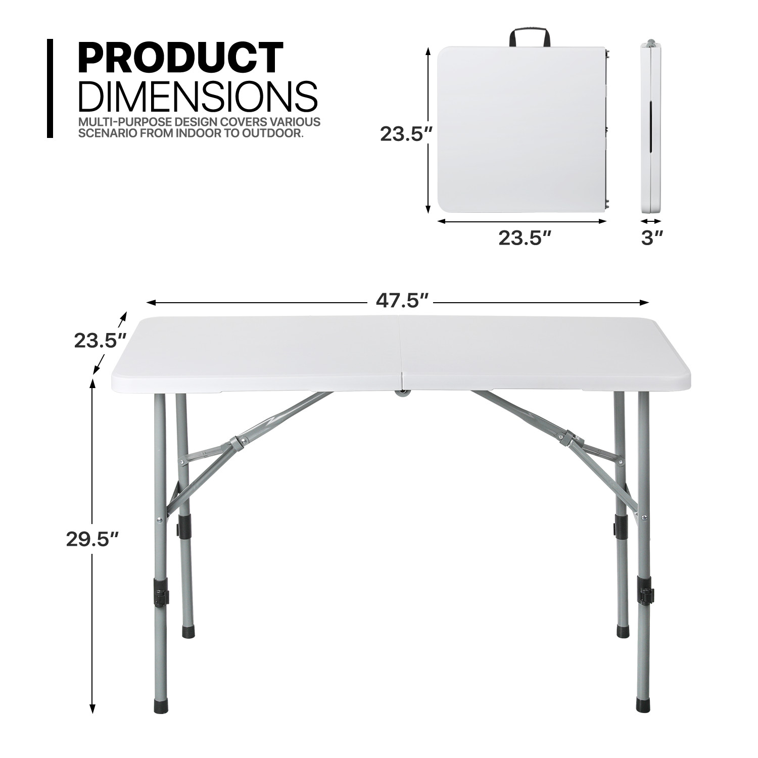 10 Pack White[4 FT FOLDABLE CARD GAME TABLE]Outdoor Picnic Dining Desk w/Handle