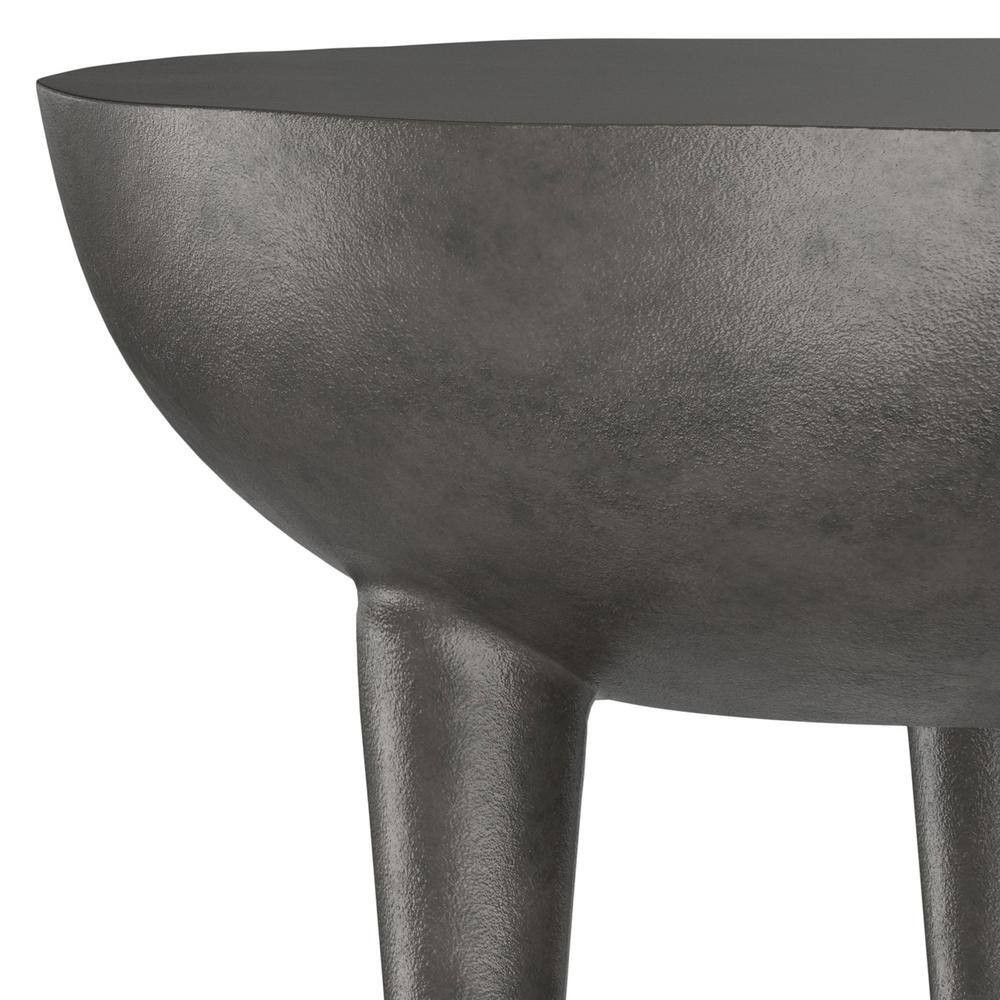 Otto Contemporary 21 In. Wide round Cast Aluminum Metal Side Table in Graphite,