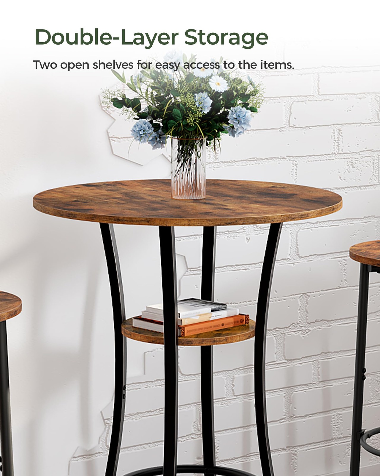 Round Bar Table, 2-Tier High Top & Counter Height Dining Table, for Bistro, P…