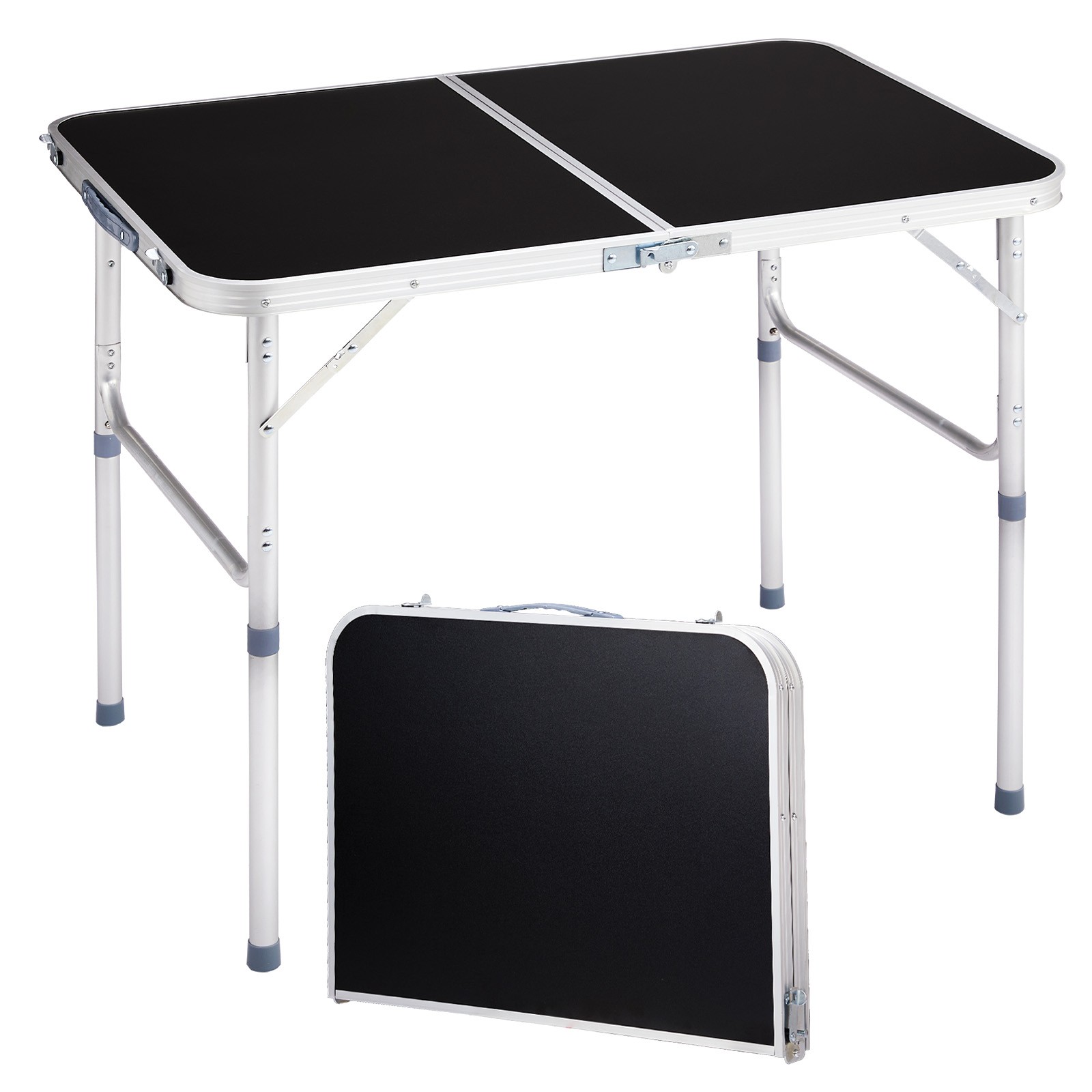 3FT Portable Plastic Folding Black Table Perfect for In/Outdoor Dinner Party