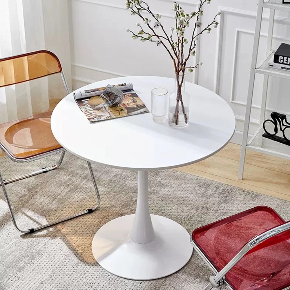 23.6″ Round Dining Table Modern Tulip Mid-Century Coffee Table Steel Base 9Color