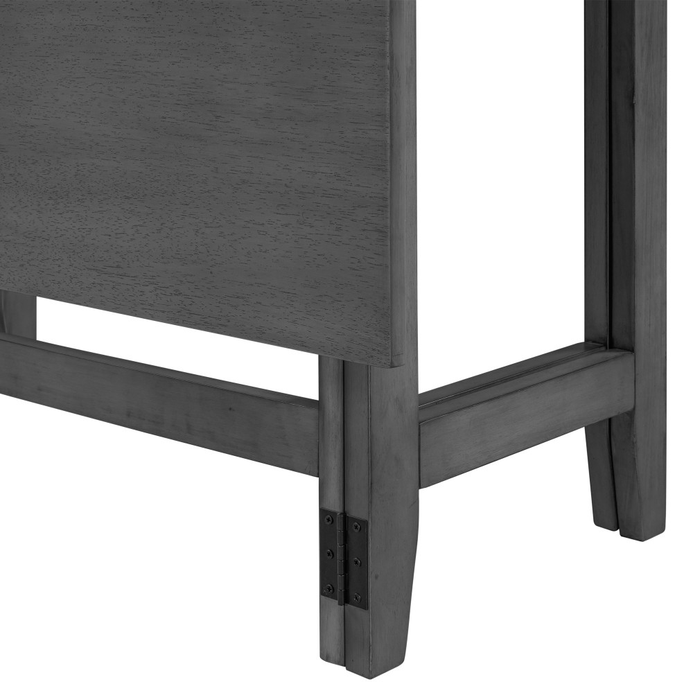 Extendable Drop Leaf Dining Table Farmhouse Gray Solid Wood for 4