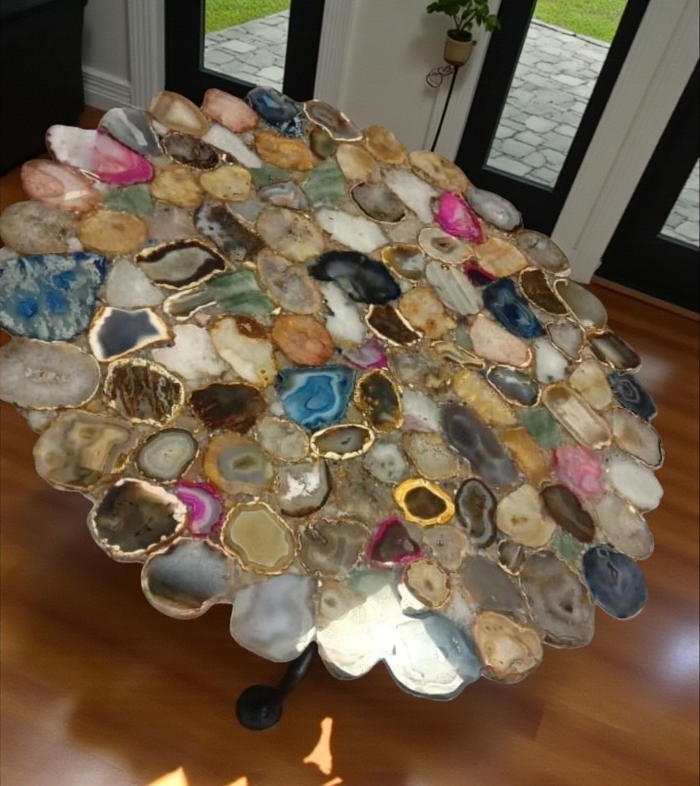 Multicolor Agate Corner Table , Agate Slab , Agate Coffee Table , Handmade Table