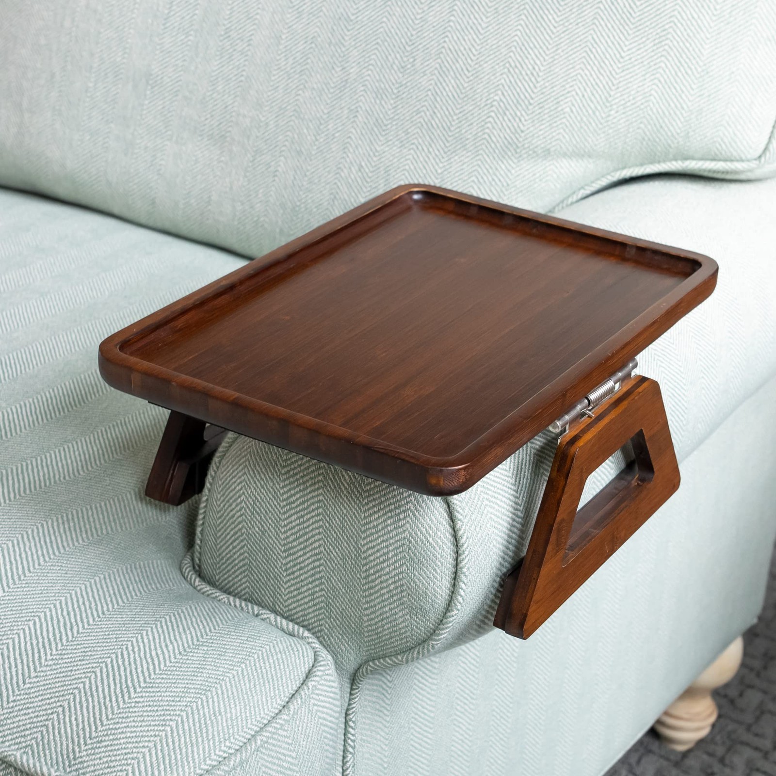 Shamrock Home Bamboo Trayble Couch Arm Table, Clip On Tray Sofa Table for Cou…