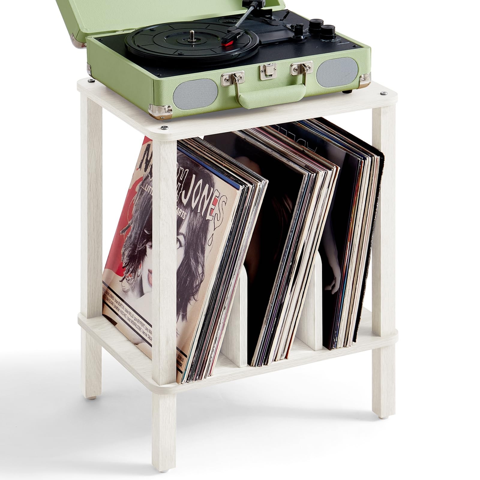 2-Tier Record Player Stand with Vinyl Record Storage up to 100 Albums, Bedroo…