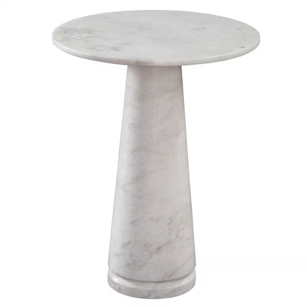 Joni 18 In. White round Marble End Table