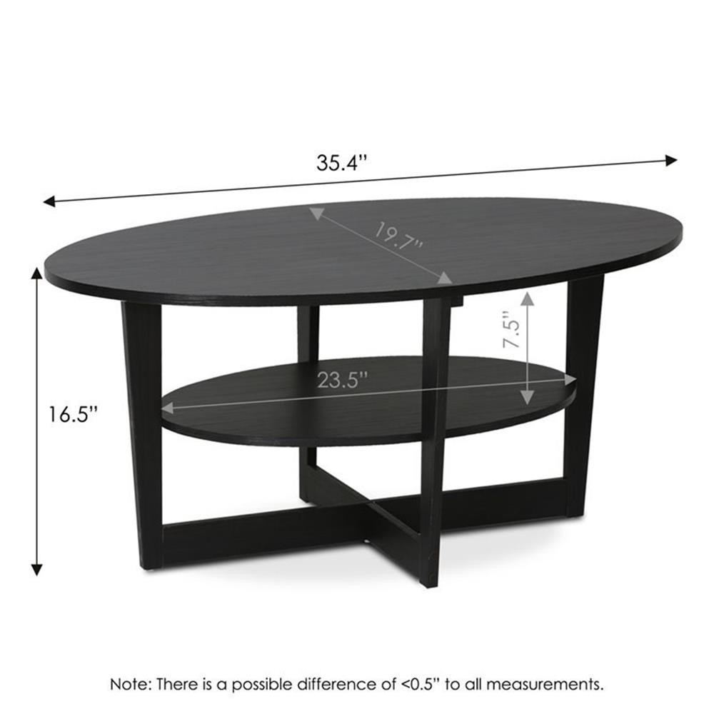 Furinno JAYA Contemporary Engineered Wood Oval Coffee Table in Walnut