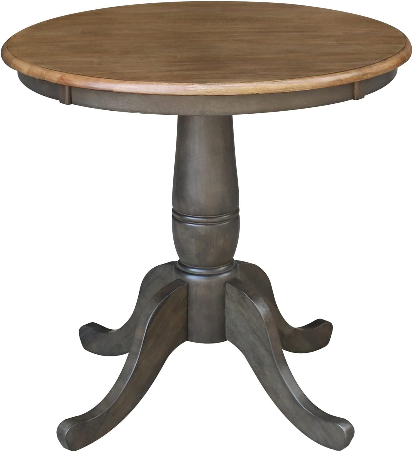 30″ Round Hickory Pedestal Dining Table in Washed Coal Finish, 28.9″ High