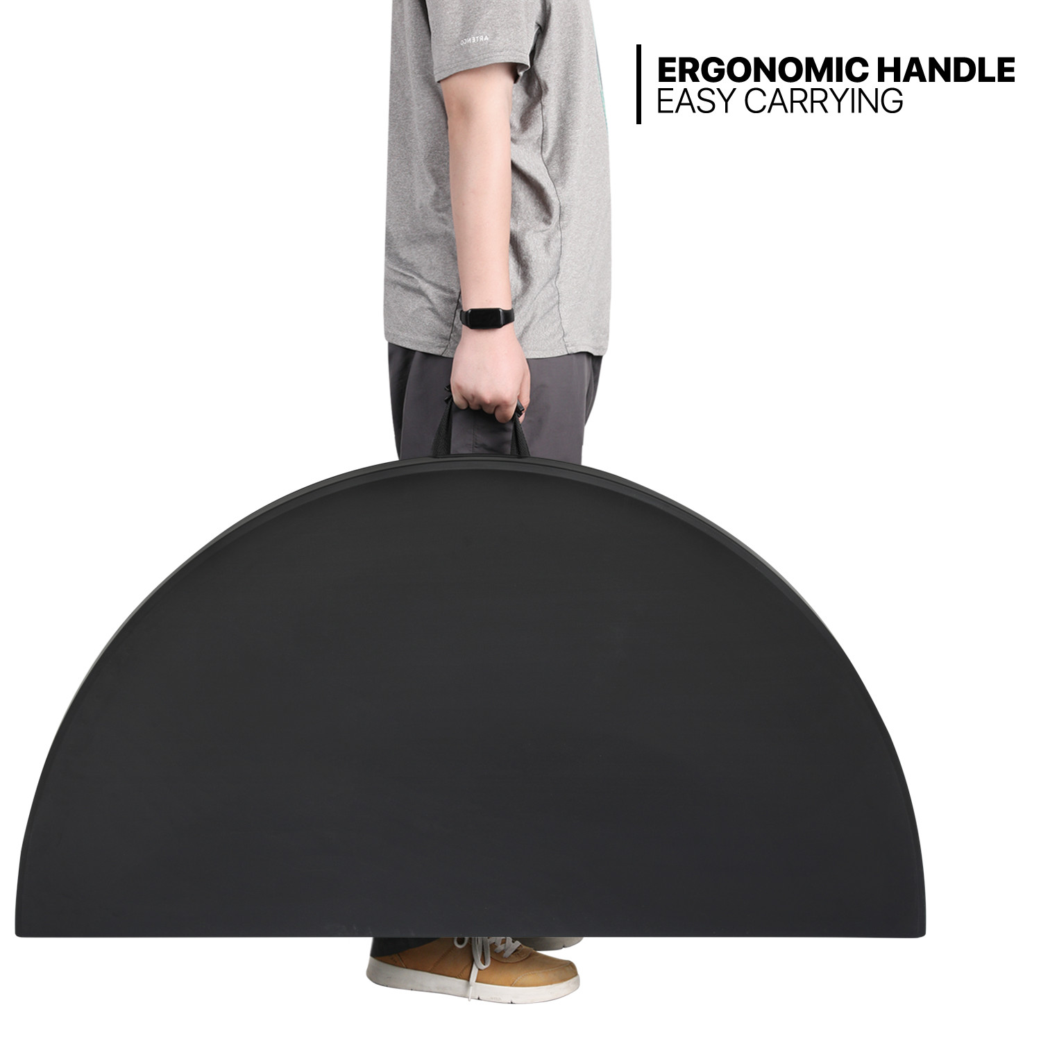 4 Ft Black Folding Plastic Dining Round Table Portable Camping Picnic Party Desk