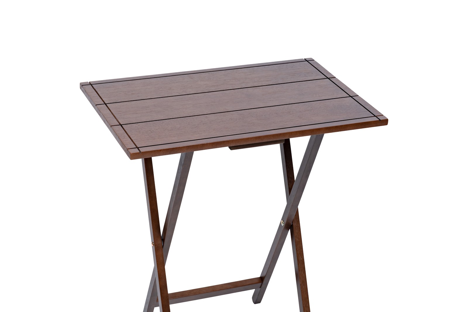 Mainstays XL Folding TV Tray Table Set Storage Rack Farmhouse Walnut, 4 Pack