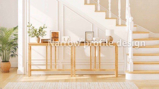 Narrow Console Table 39.4 Inch Bamboo Sofa Table Entryway Behind Couch Hallway