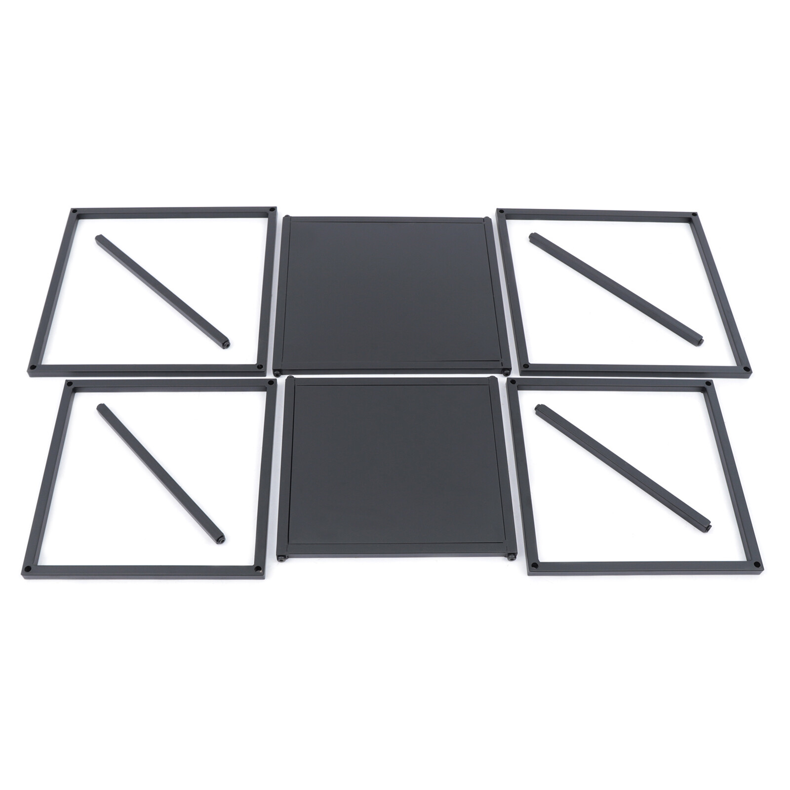 2pc Modern Metal Coffee Table Tray Square Side/End Table Office Home Matt Black