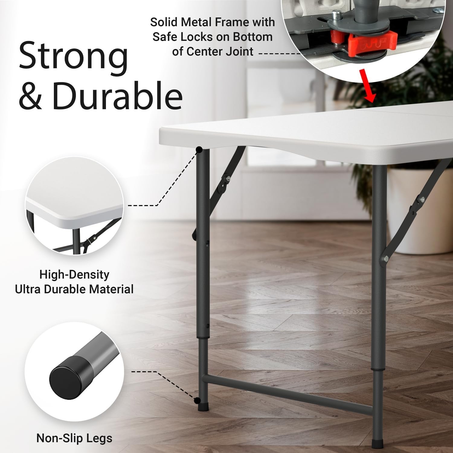 Used 4-Ft Plastic Folding Table – Ideal for Indoor/Outdoor Dining & Party Use