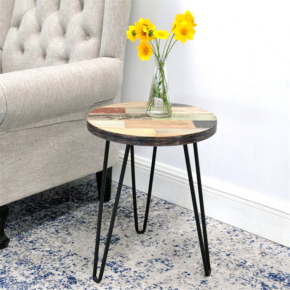 Greenage Side Table Solid Reclaimed Wood for Small Spaces Coffee Sofa End Table