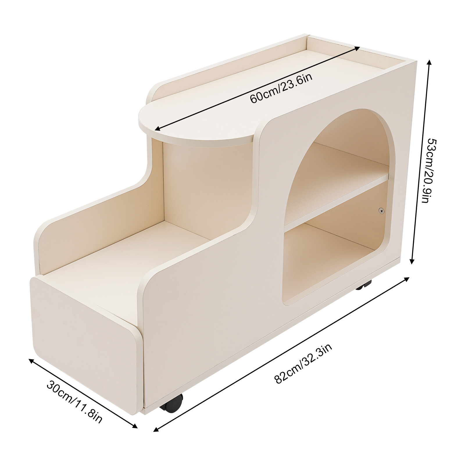 3-Tier Sofa Side Table w/ Drawer Rolling Storage Organizer Mobile Trolley Cart
