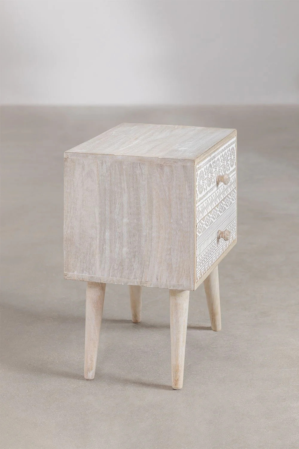 Artisan Handmade Bedside Table Solid Wood Hand Carved 17.7 × 13 × 23.6 inches