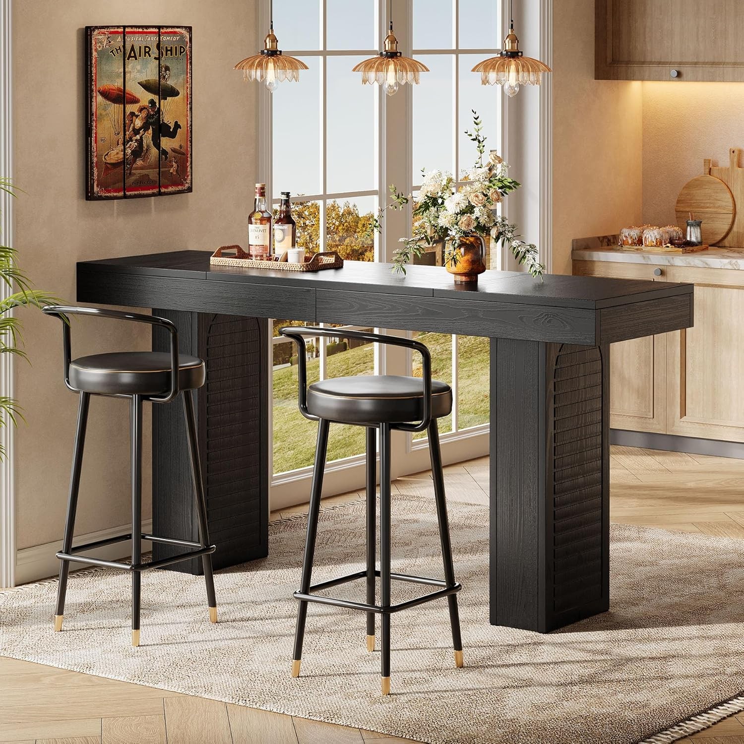 70.9” Long Bar Table Modern Rectangular Counter Height Pub Table for Home Bar