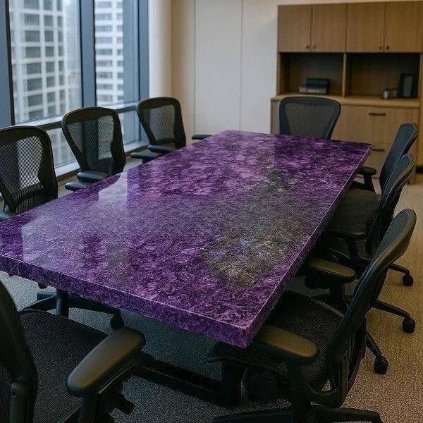 Natural Amethyst Stone Table Top – Purple Crystal Slab Dining Table – Home Decor