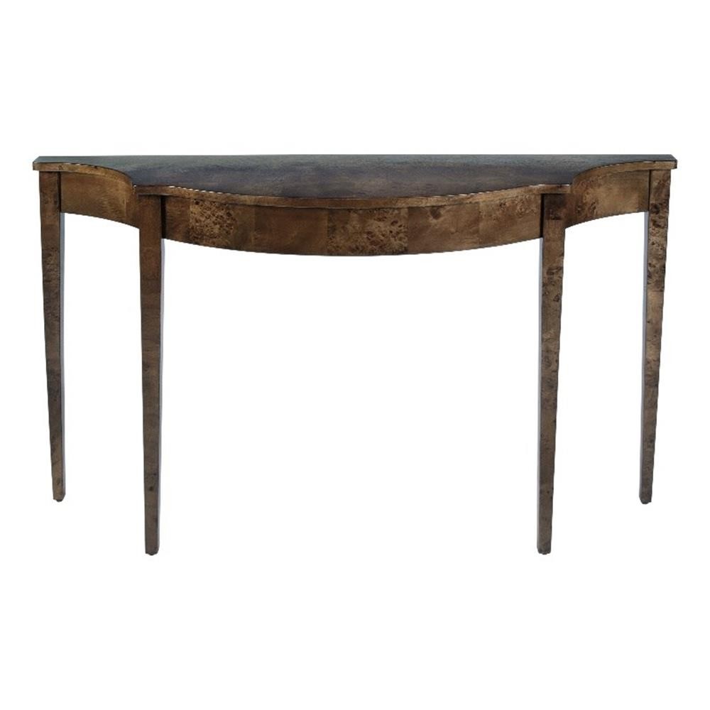 Pemberly Row 54″ Demilune Traditional Console Table in Brown