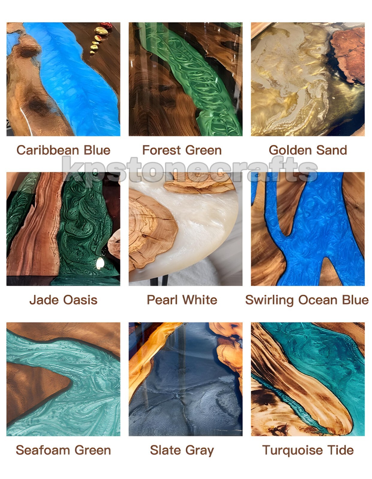 Ocean Epoxy Resin Dining Table – Customizable Walnut Wood with Blue Epoxy Design