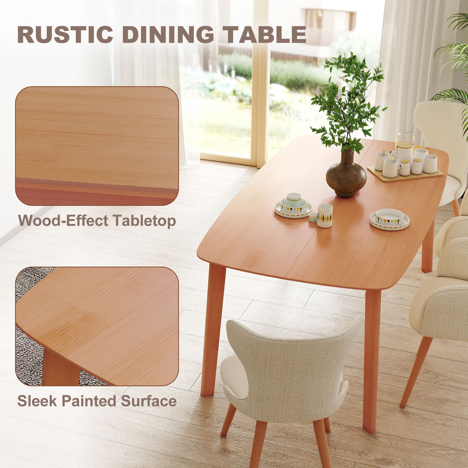 Dining Table 59″ X 31.5″ Tabletop Accommodates Up To 6 People Comfortably