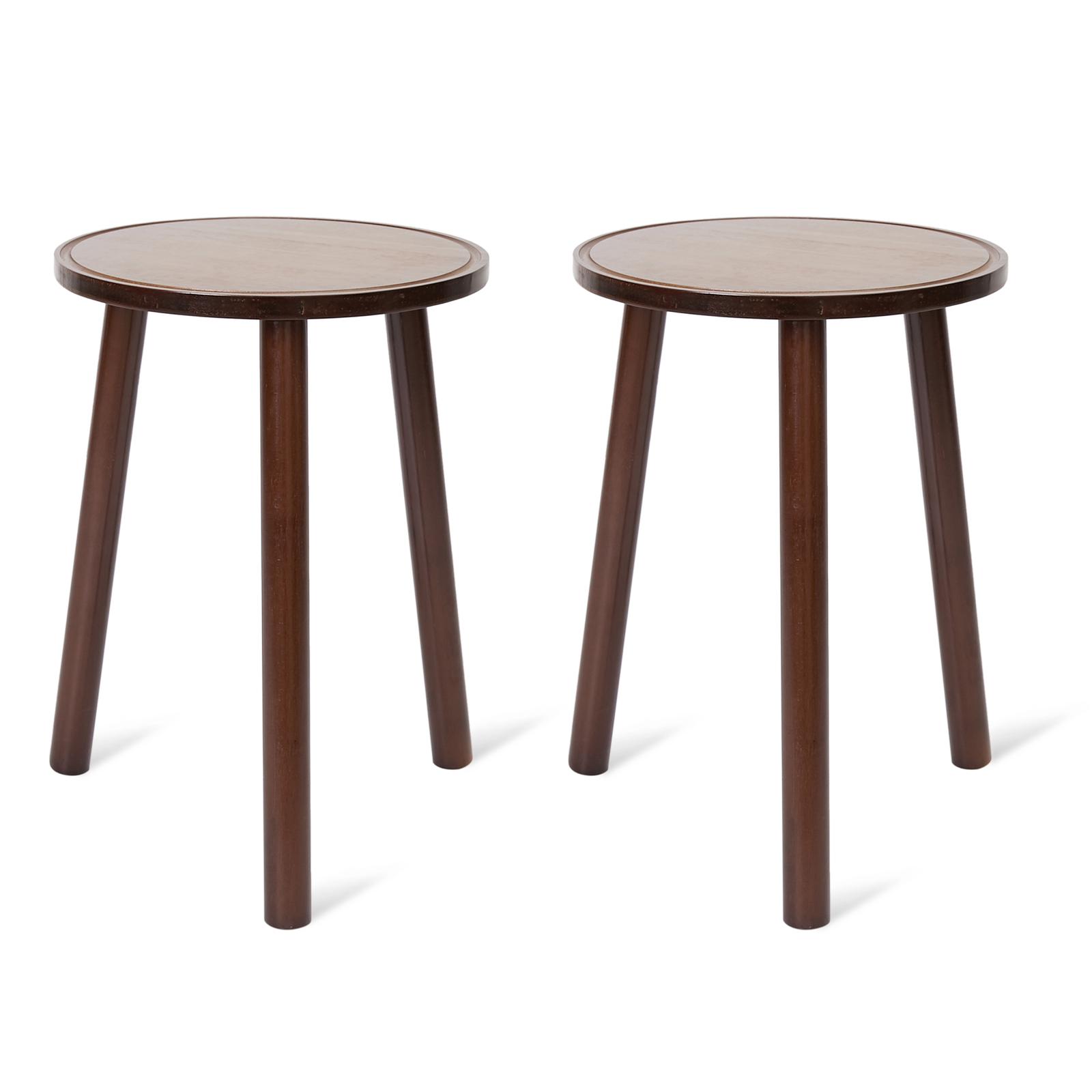 2x Rustic Side Table Round Wood Plant Stand 42cm Tall 3-Leg Stool Furniture Home