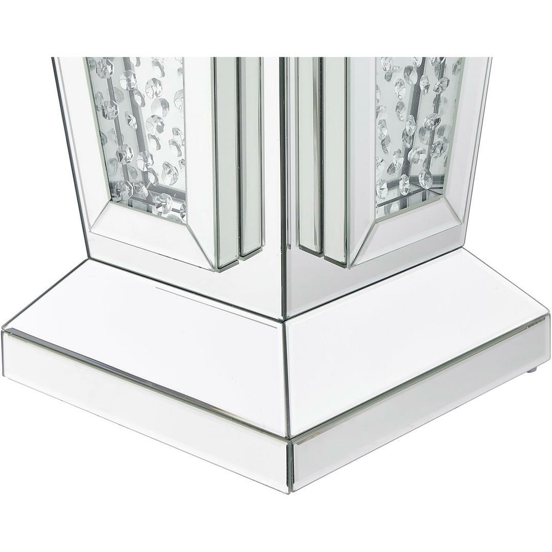 Mirrored Pedestal Table Embedded Crystals Art Deco Style Living Dining Room 35″