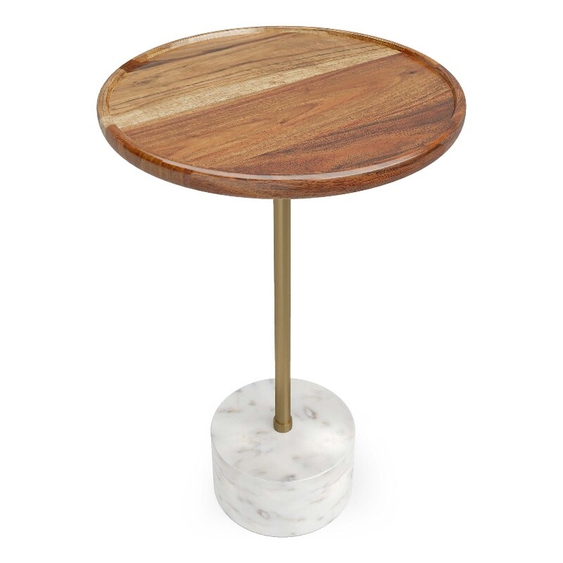 Simpli Home Becker 15 ” Wide Wood Side Table in Natural/Off White