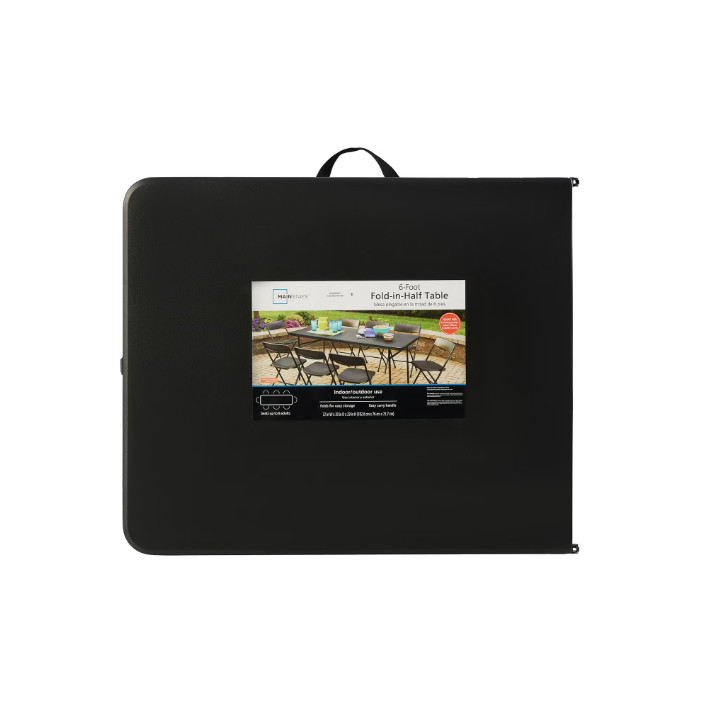 Mainstays 6 Foot Bi-Fold Plastic Folding Table, Black