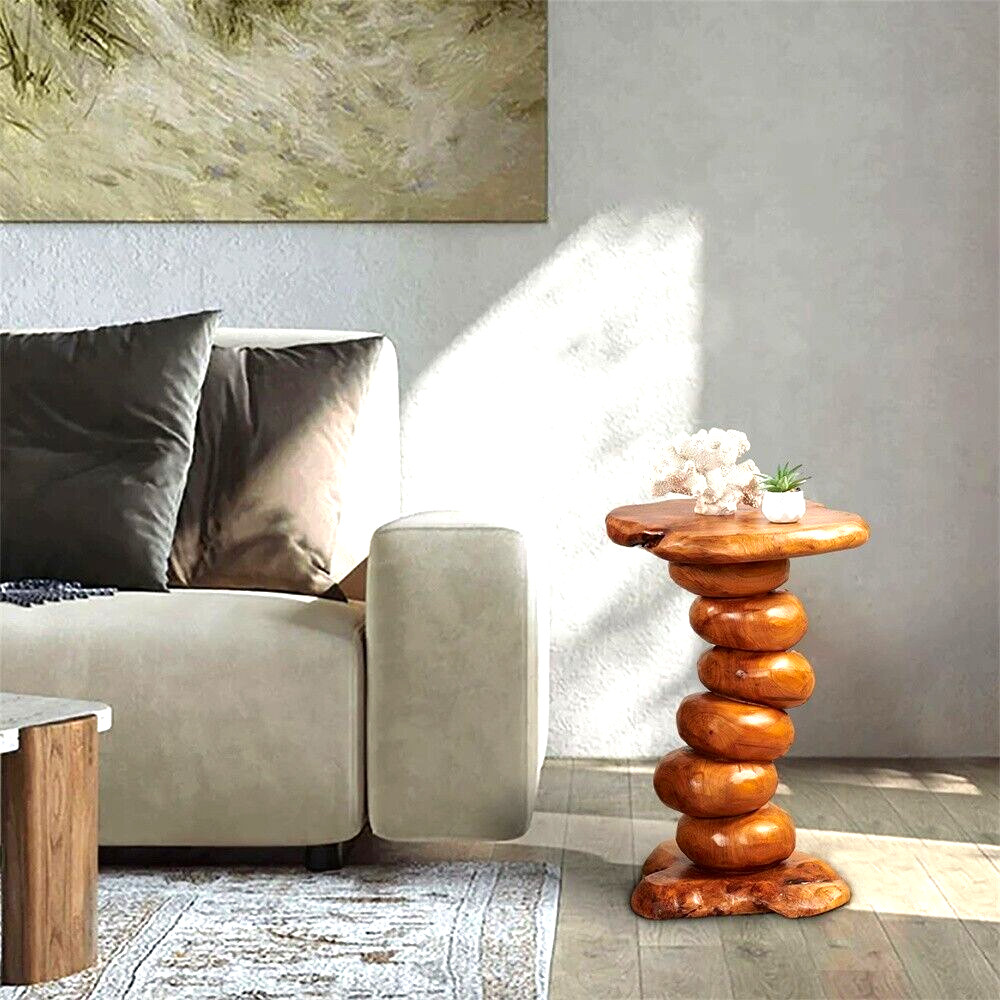 GREENAGE Cedar Roots Multibeads Stand Stool Tree Stump Side Table 23.6″ H Rustic