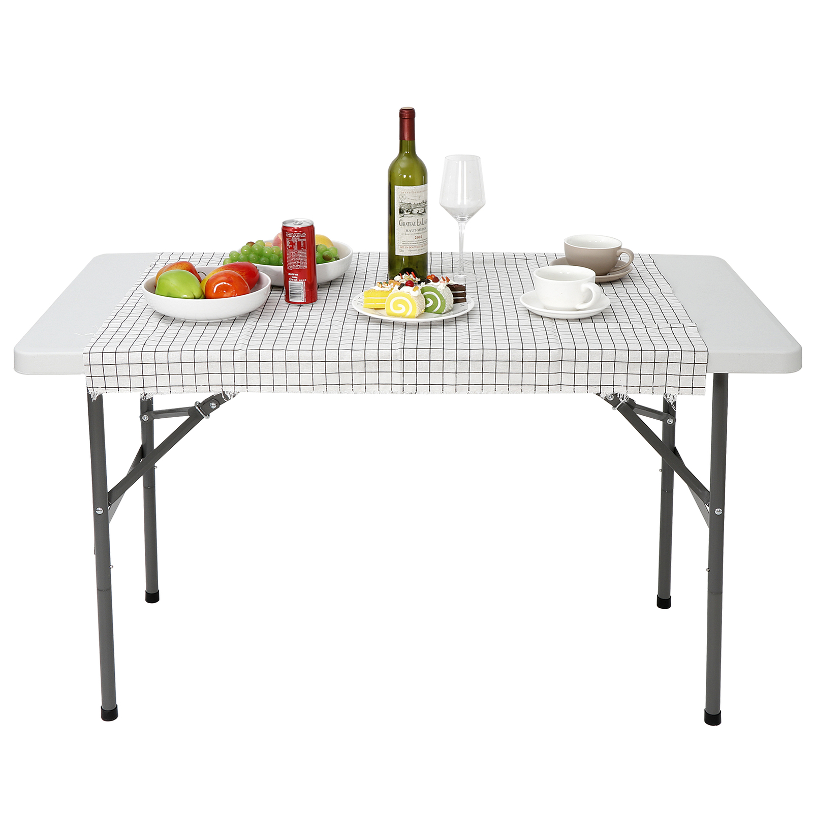 4FT Foldlable Table Durable w/Carry Handle Picnic Party Camping Desk White