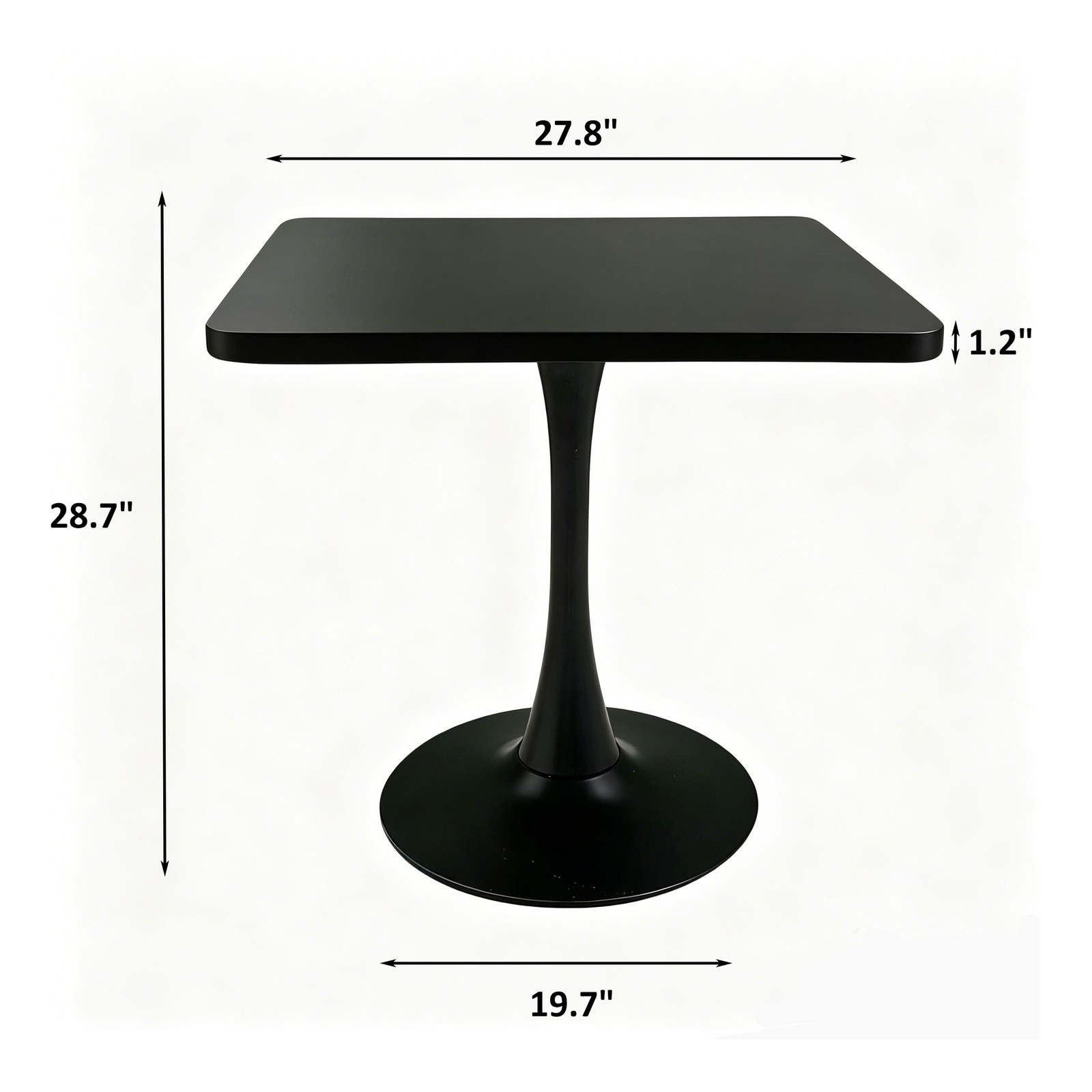 Square Tulip Dining Table 27.6″ Mid Century Modern Bistro Table Black