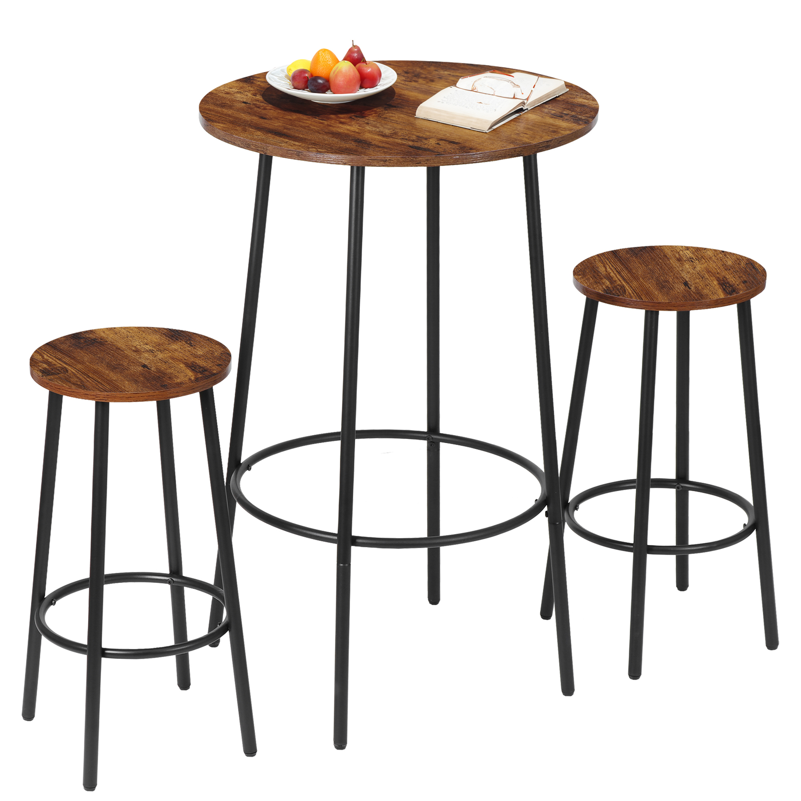 3 Piece Small Round Dining Table Set for Kitchen Breakfast Nook Counter Height