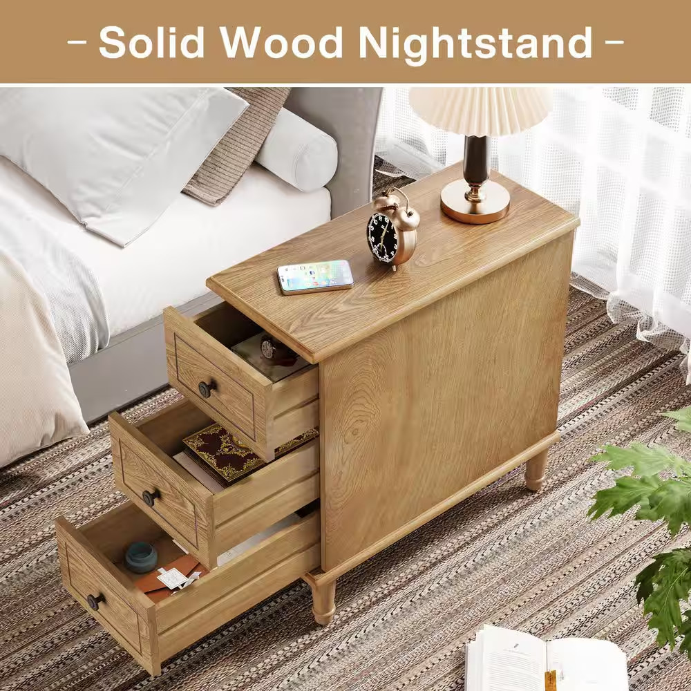 Kerlin 23.62 In. W Light Brown Rectangle Fully Assembled Wood End Side Table 3-D