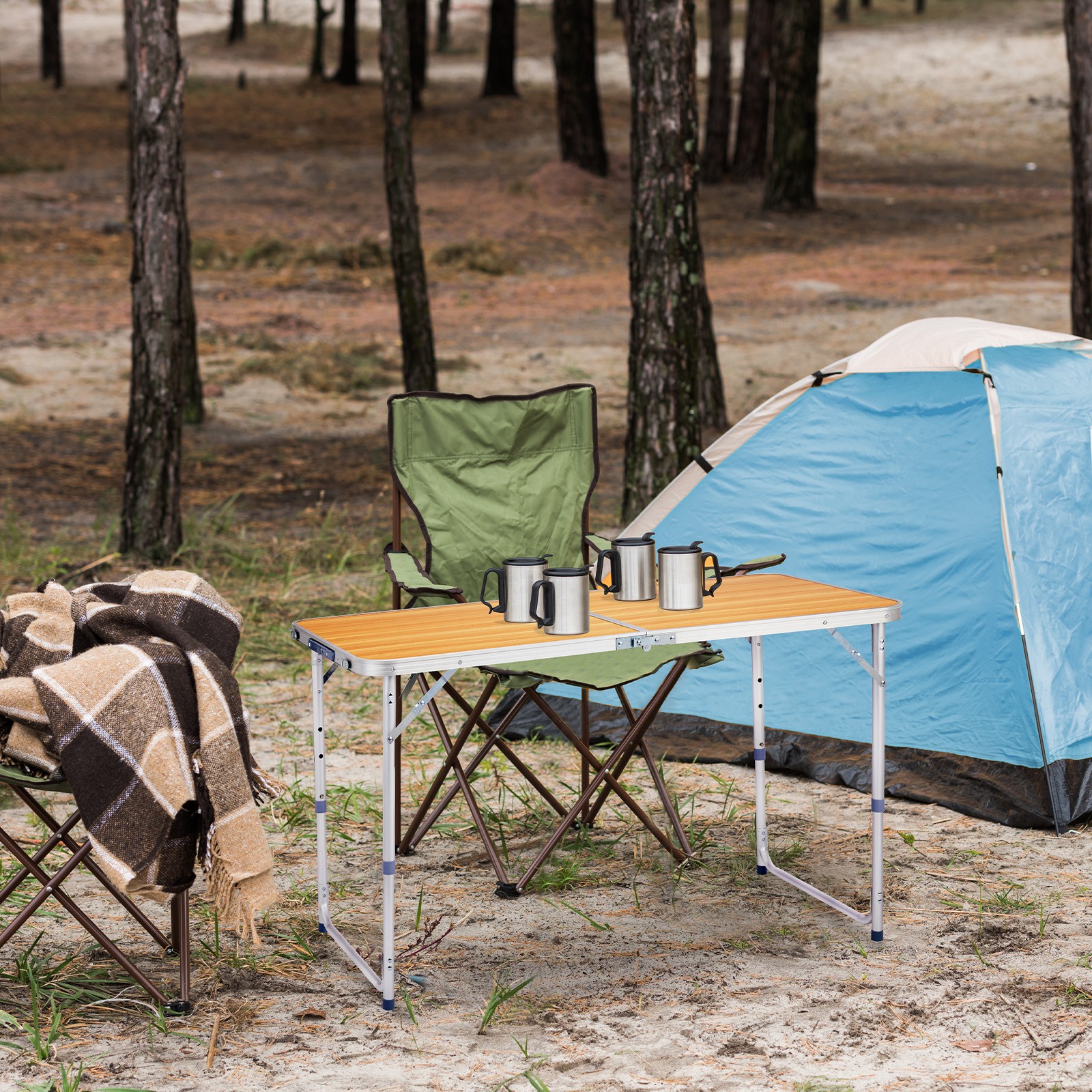 Aluminum Folding Table 4FT Portable, Indoor Outdoor Picnic Party Camping Tables