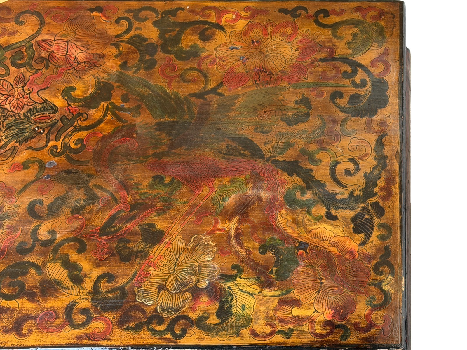 Chinese Tibetan Yellow Brown Dragon Head Lacquer Low Coffee Table ws2739