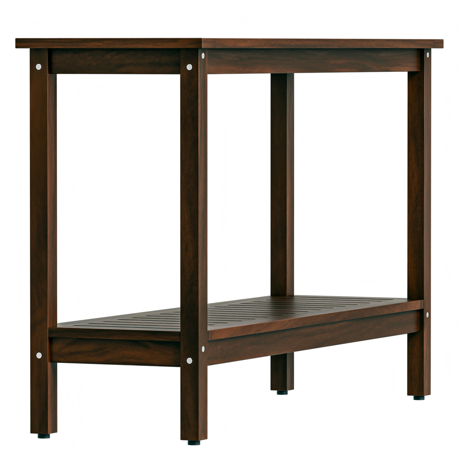 Outdoor Wooden Console Table with 2 Tier Shelf Patio Side Accent Table Coffee