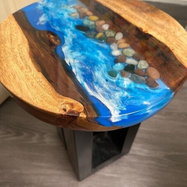 18″ Modern Epoxy Resin Coffee Table Top Handmade Design Trendy Home Decor