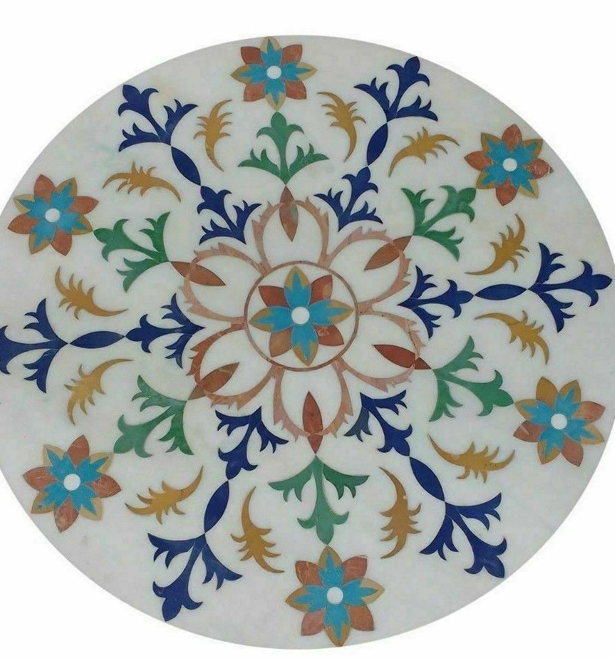 16” Marble Table Top Antique Malachite Corner Coffee Creative Inlay Stone w53