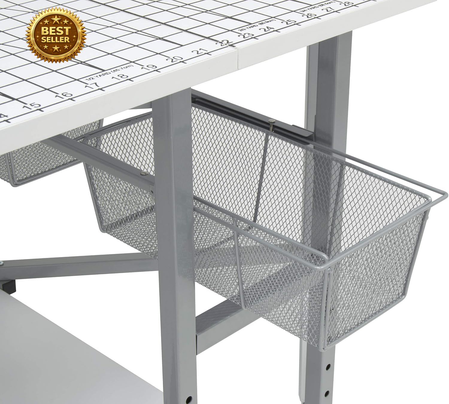 Foldable Hobby Cutting Grid Table 58.75″ Adjustable Craft Sewing Desk White