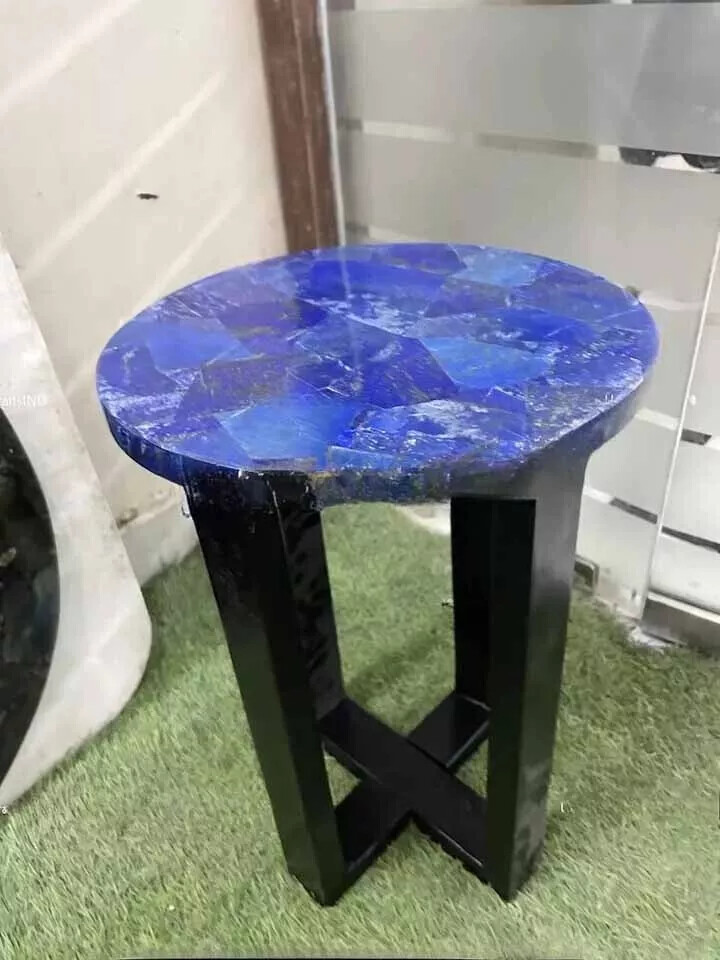 Marble Lapis Lazuli Semi Precious Stones Side Table Top Handmade Art furniture