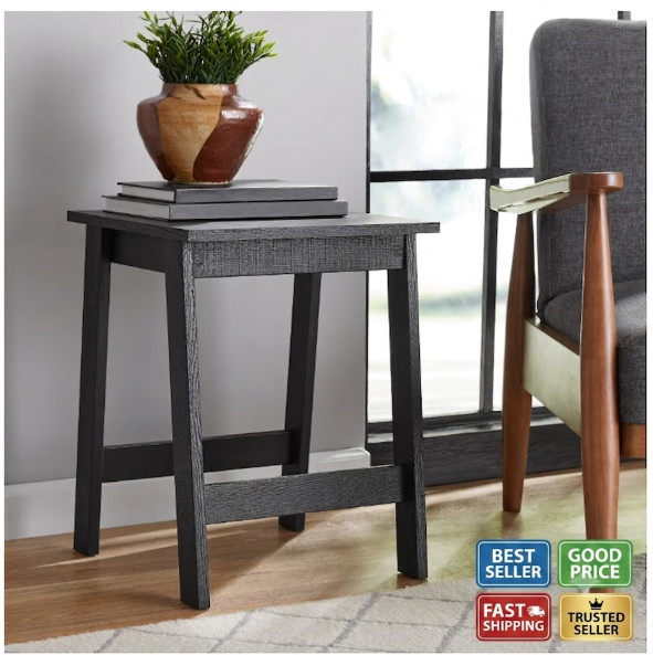 Small Square Wood Side Table Black Finish End Table for Living Room