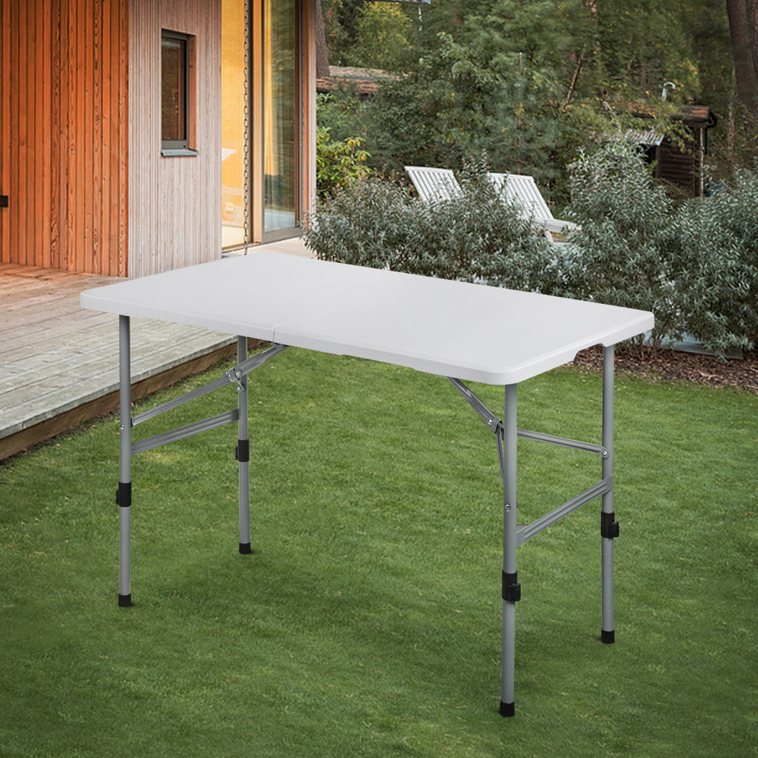 10 Pack White[4 FT FOLDABLE CARD GAME TABLE]Outdoor Picnic Dining Desk w/Handle