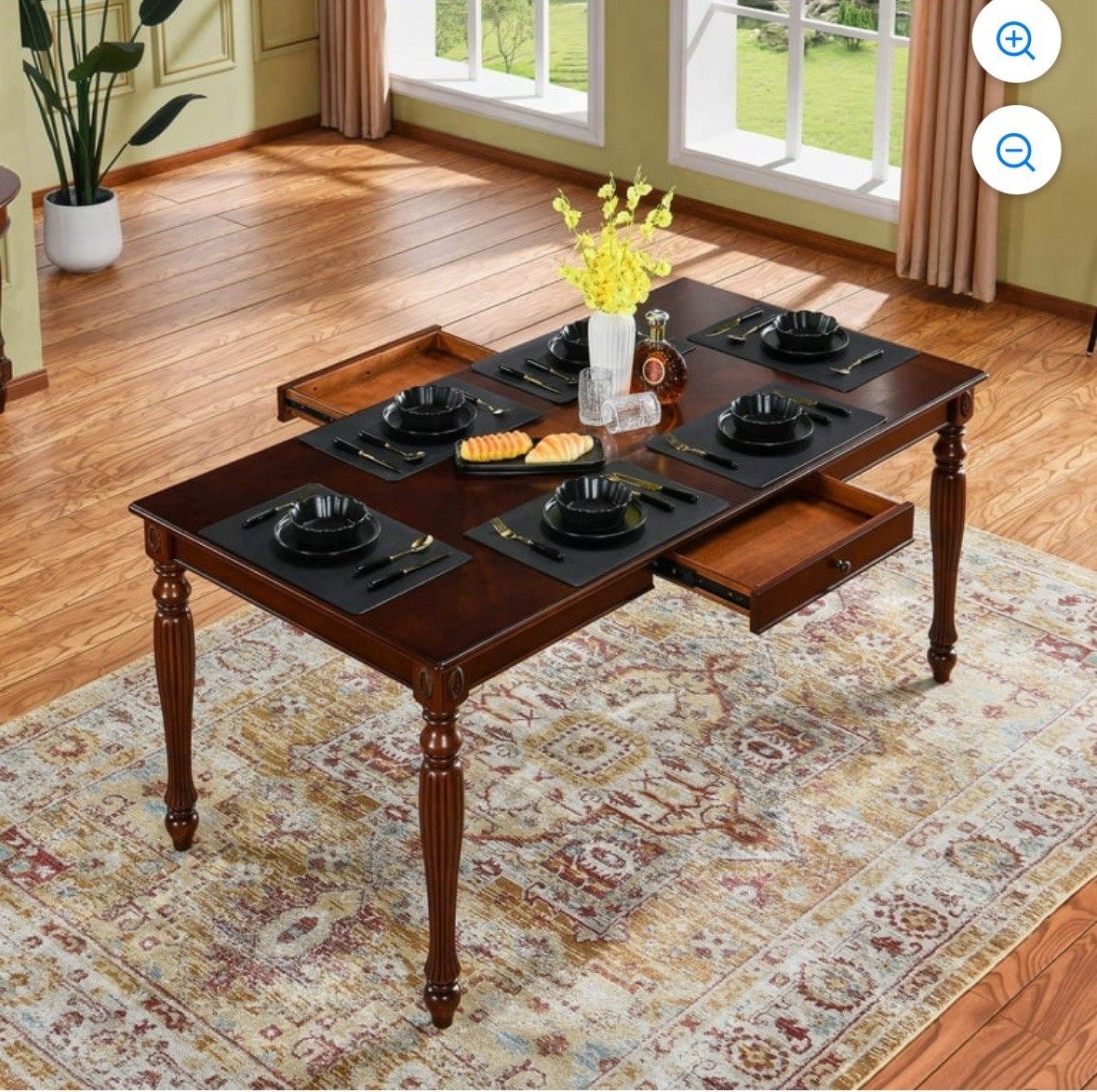 Solid Wood Dining Table with Drawer, 67.3″ Kitchen Dining Room Tables