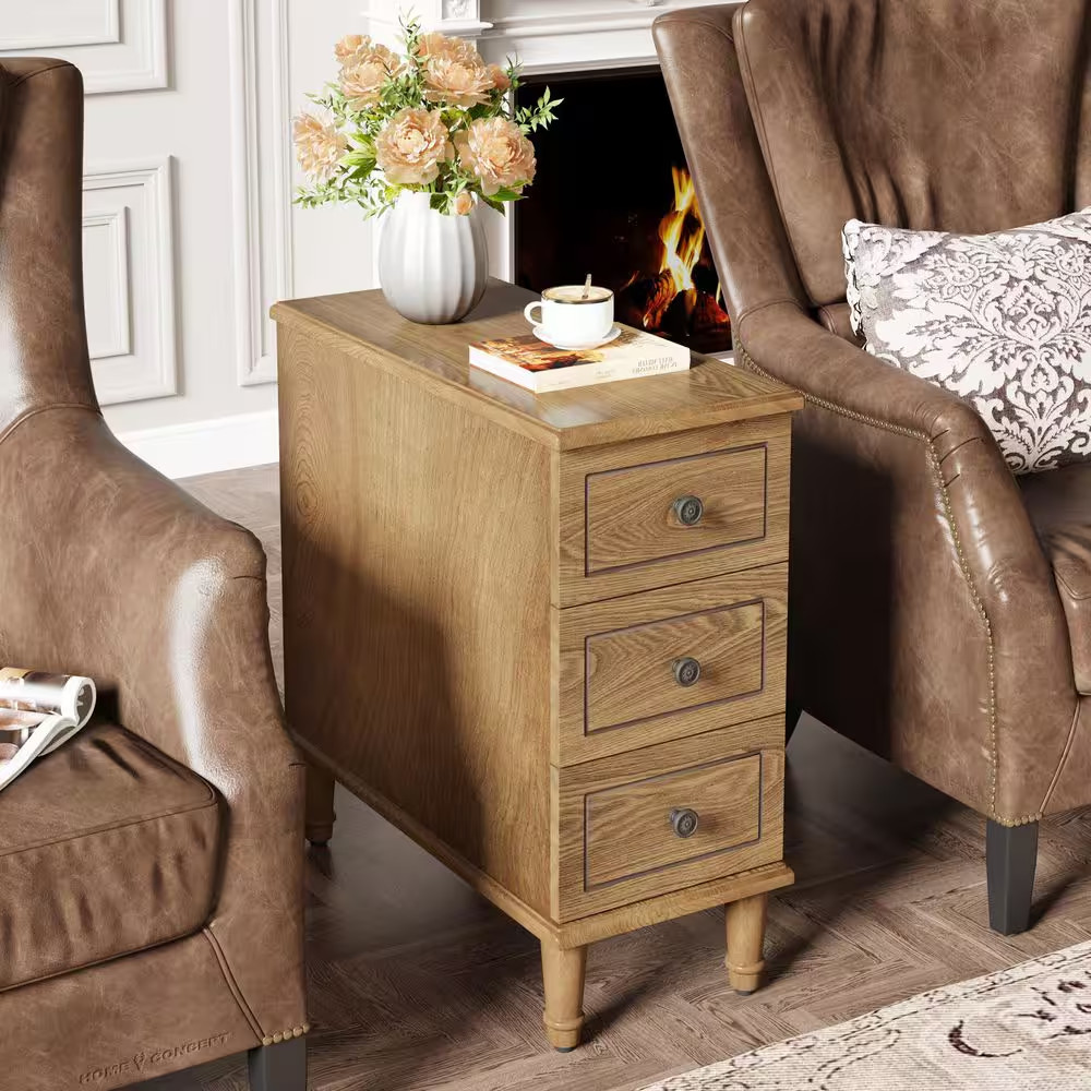 Kerlin 23.62 In. W Light Brown Rectangle Fully Assembled Wood End Side Table 3-D