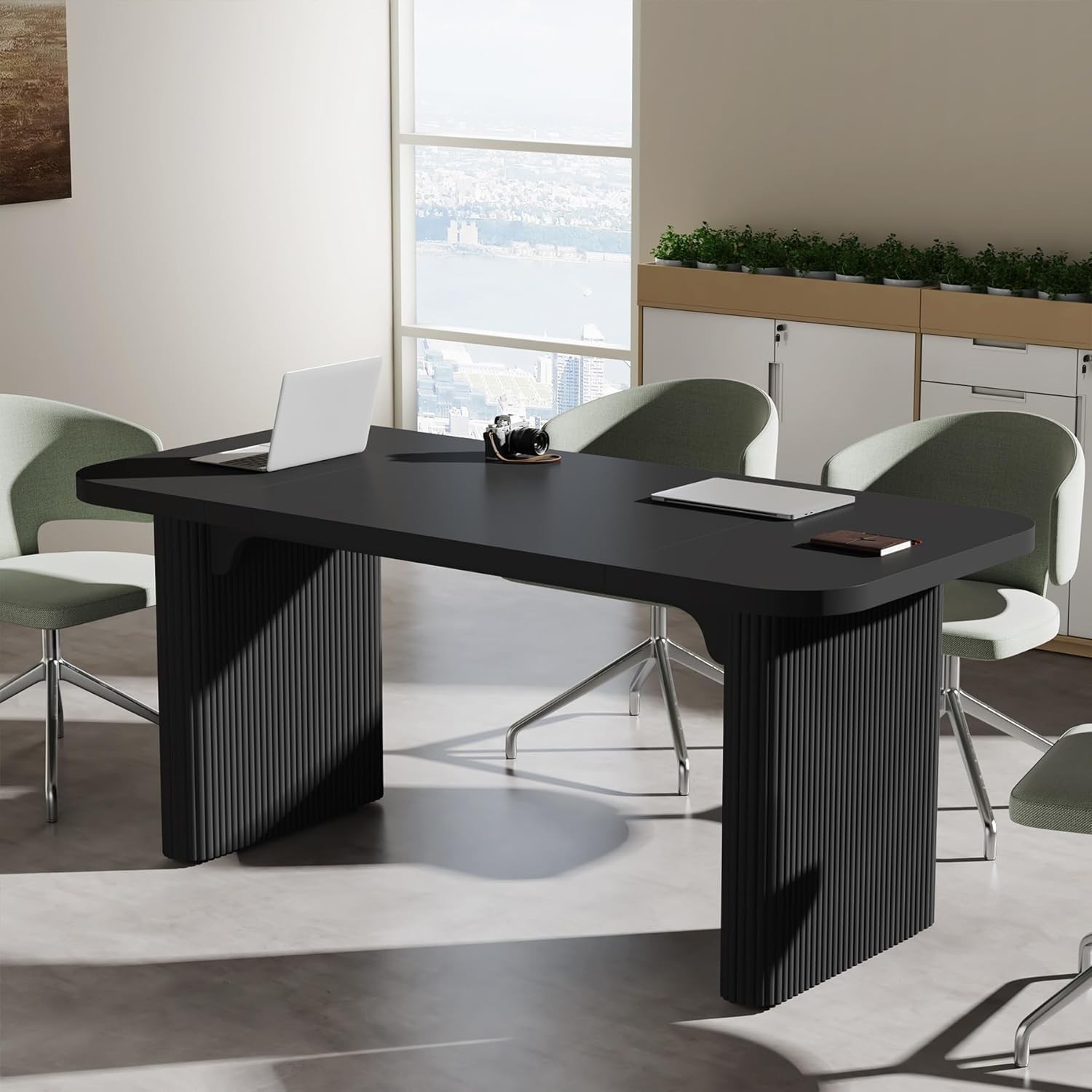 62″ Rectangular Executive Computer Desk, Large Modern Wood Office Writing Table